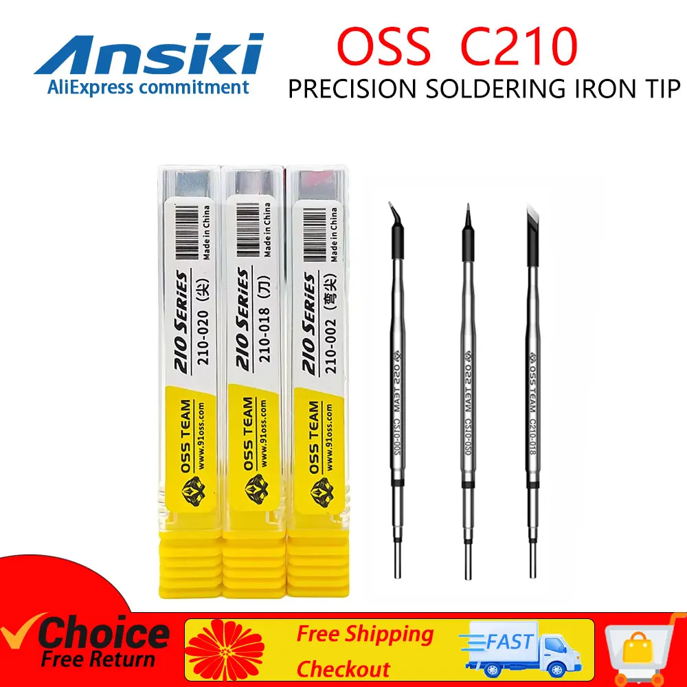 OSS C210 Soldering Iron Tip Precision Welding Repair Kit for JBC HS02B T80 TS21 Soldering Iron Replacement Tip C210-020/018/002