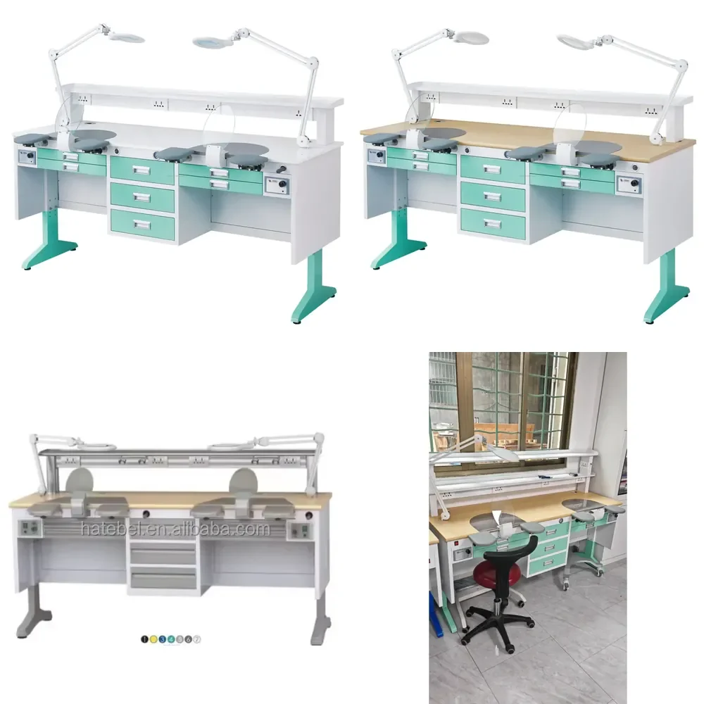 

【2026】 Galvanized Steel Frame Laboratory Workstation with Nano Tabletop for 2 Technicians Double Person Lab