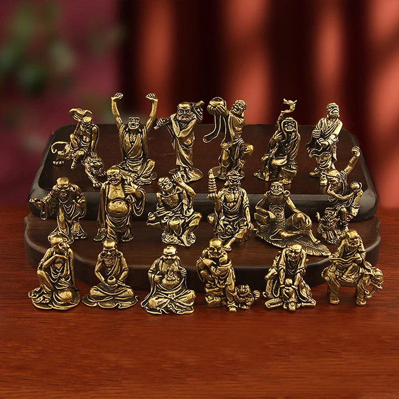 ✰✪Eighteen Arhats Miniature Retro Mini Buddha Decoration Study Office Home Decoration Brass Statue Crafts