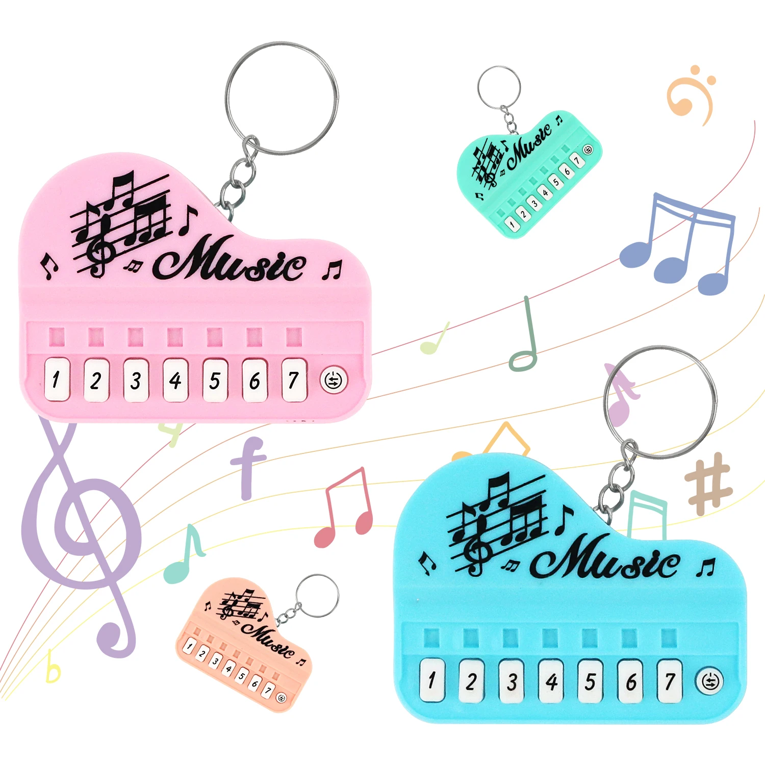 Creative handheld electronic keyboard, luminous music mini toy, can also be used as a pendant