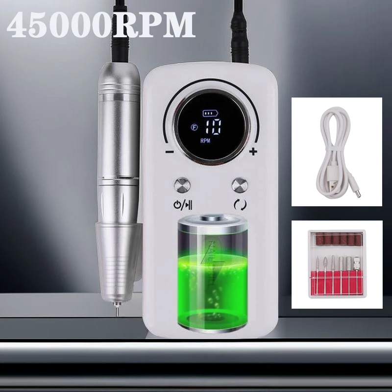 

New 45000rpm Electric Nail Drill Professional Polishing Machine Lathe for Manicure Milling Cutters Sander File Gel Nail Polisher