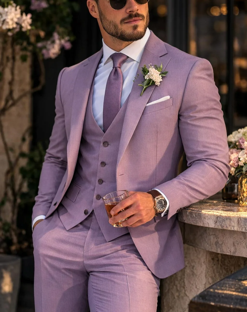 Terno Masculino Lavanda 3 Peça - Men'S Formal Wear Waistcoat avaliação e preço
