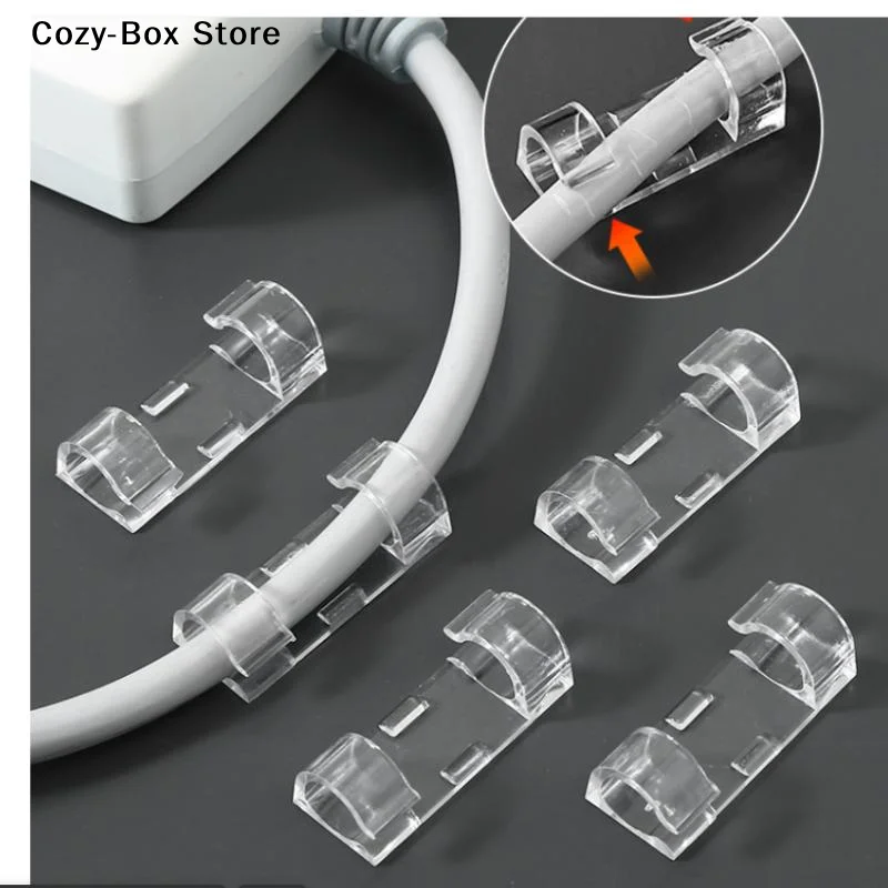 [ZY]20-100PCS Self Stick Wire Cable Cord Clips Clamp Table Wall Tidy Organizer Holder Fixer Holder For USB Charging Data[ZY]