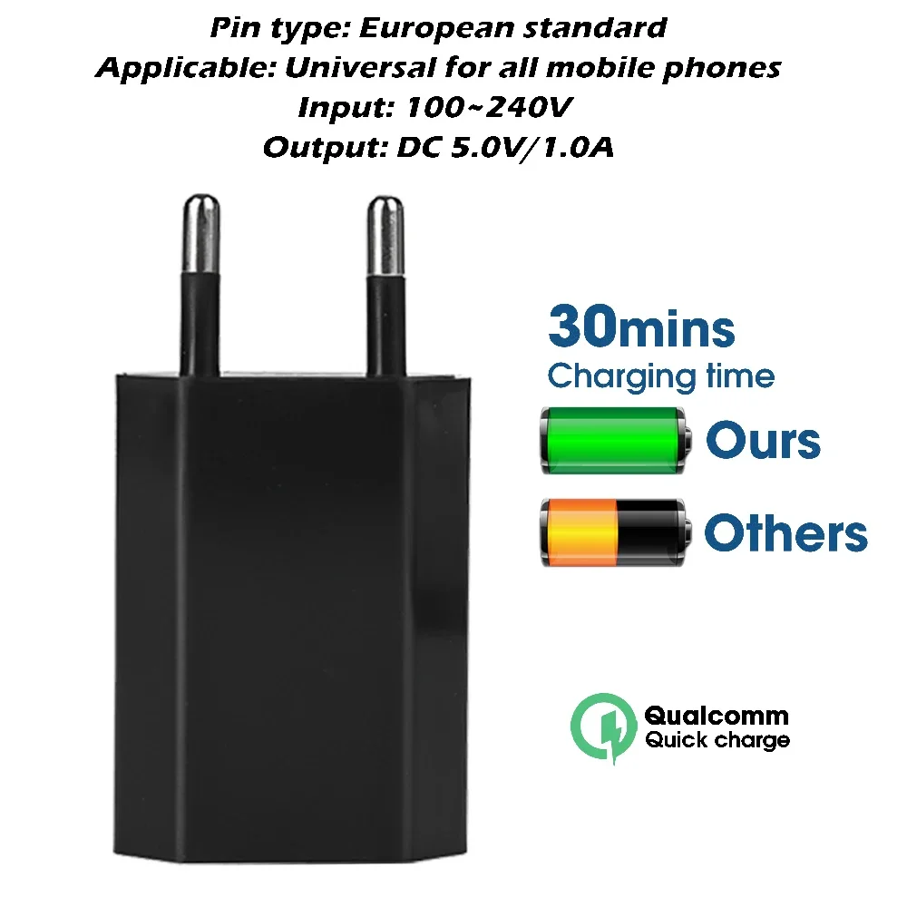 1-3pcs EU Plug 5V 1A USB Wall CellPhone Charger Portable Charging Block Travel Power Adapters for IPhone Samsung Xiaomi Huawei - náhled 6