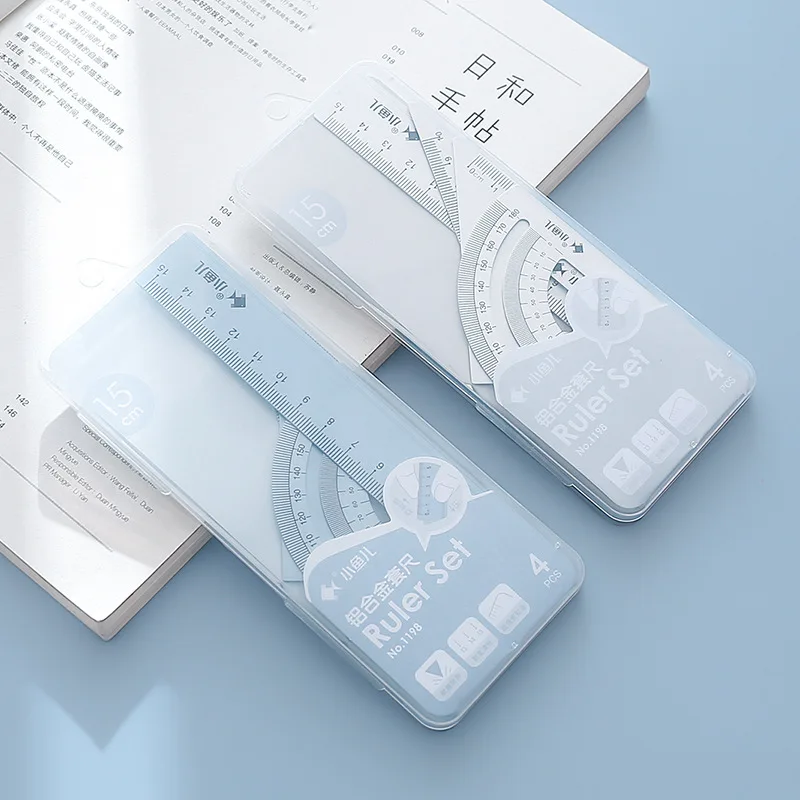 

4 шт./компл. INS повседневные прямые технические треугольники, набор транспортиров для канцелярских принадлежностей, однотонные модные принадлежности для черчения