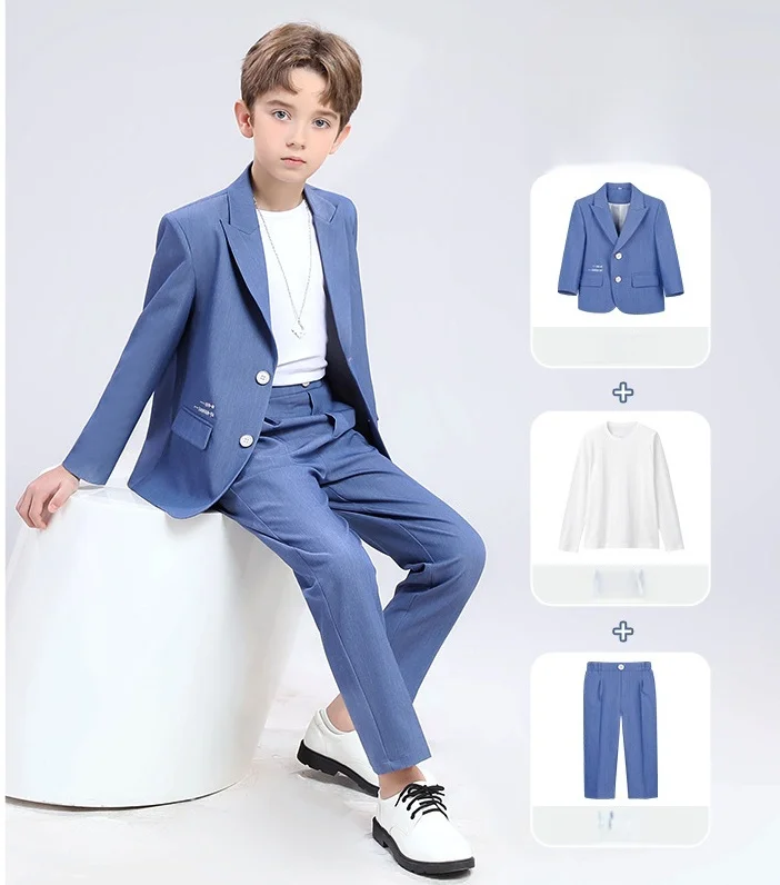 

Children Spring Autumn Handsome Photograph Suit Boys Ceremony Tuxedo Dress Kids Birthday Performance Costume