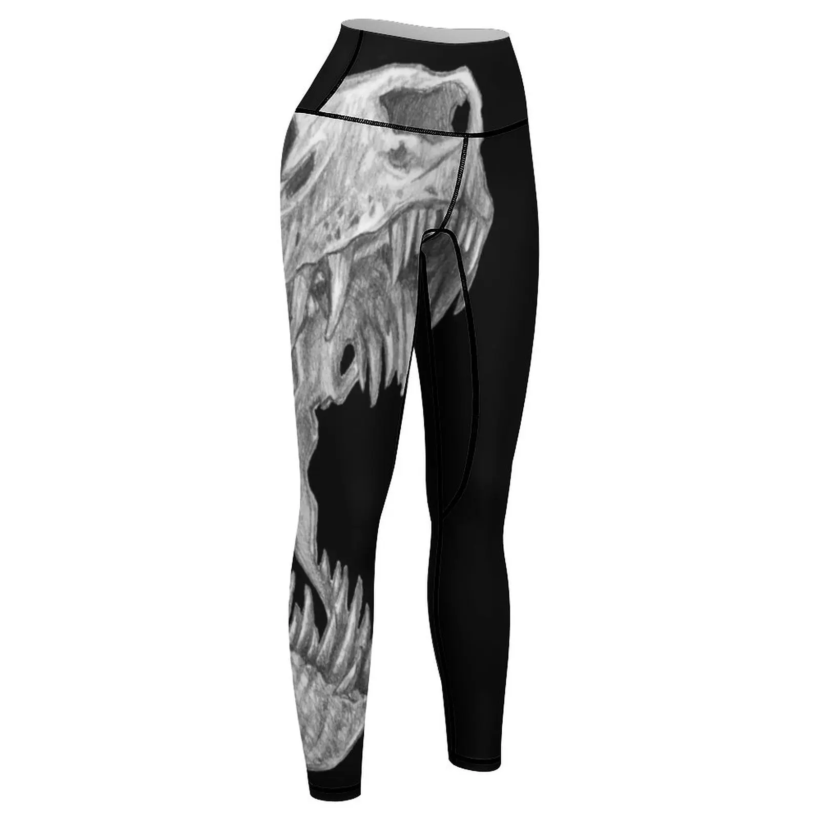 T-Rex Skull Leggings para mulheres, calças esportivas, roupas de ginástica