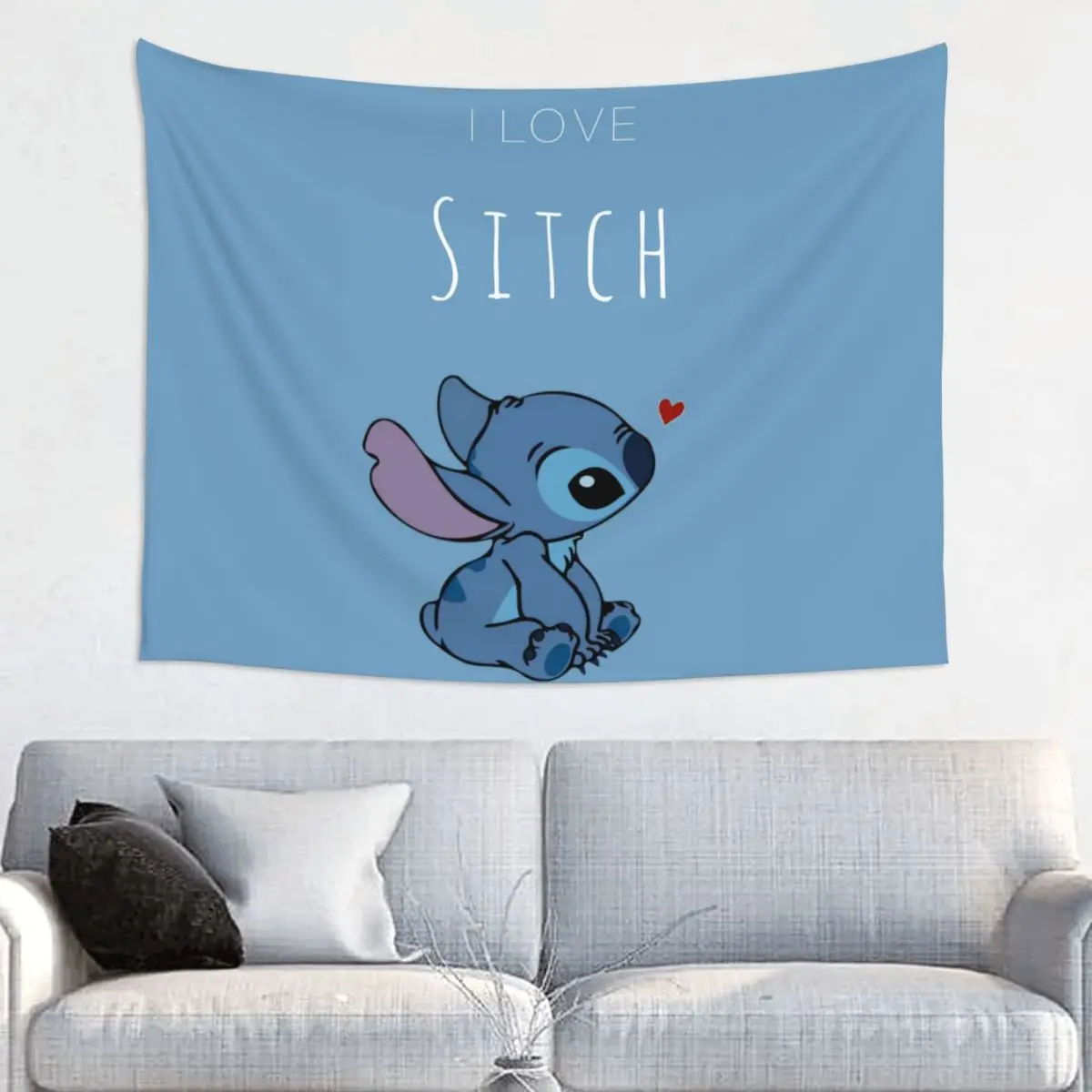 Custom I Love Stitch Hippie Tapestry for Bedroom Decoration Tapestries Home Decor