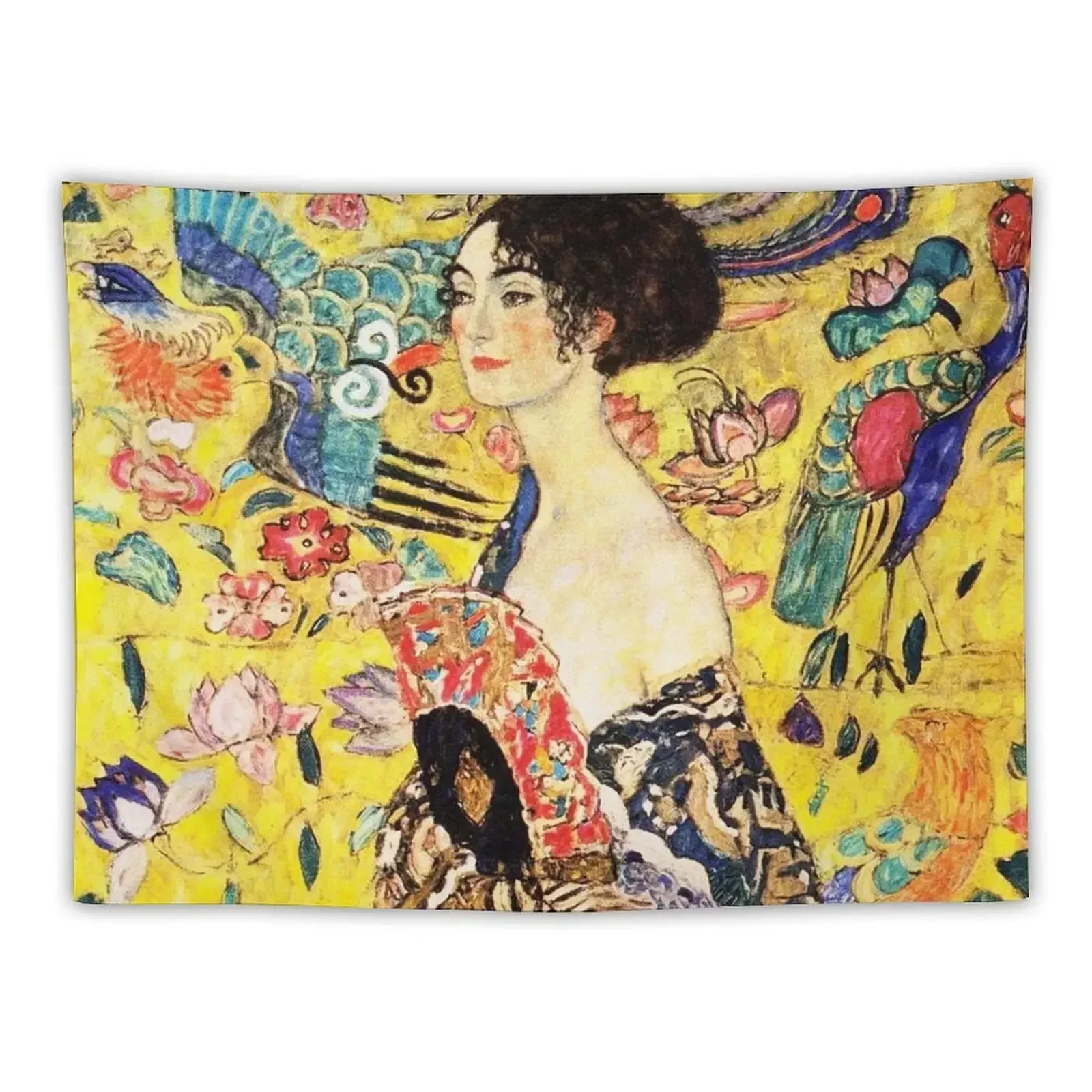 

HD. Lady with fan, by Gustav Klimt . HIGH DEFINITION Tapestry Aesthetic Room Decor Korean Outdoor Decor Tapestry