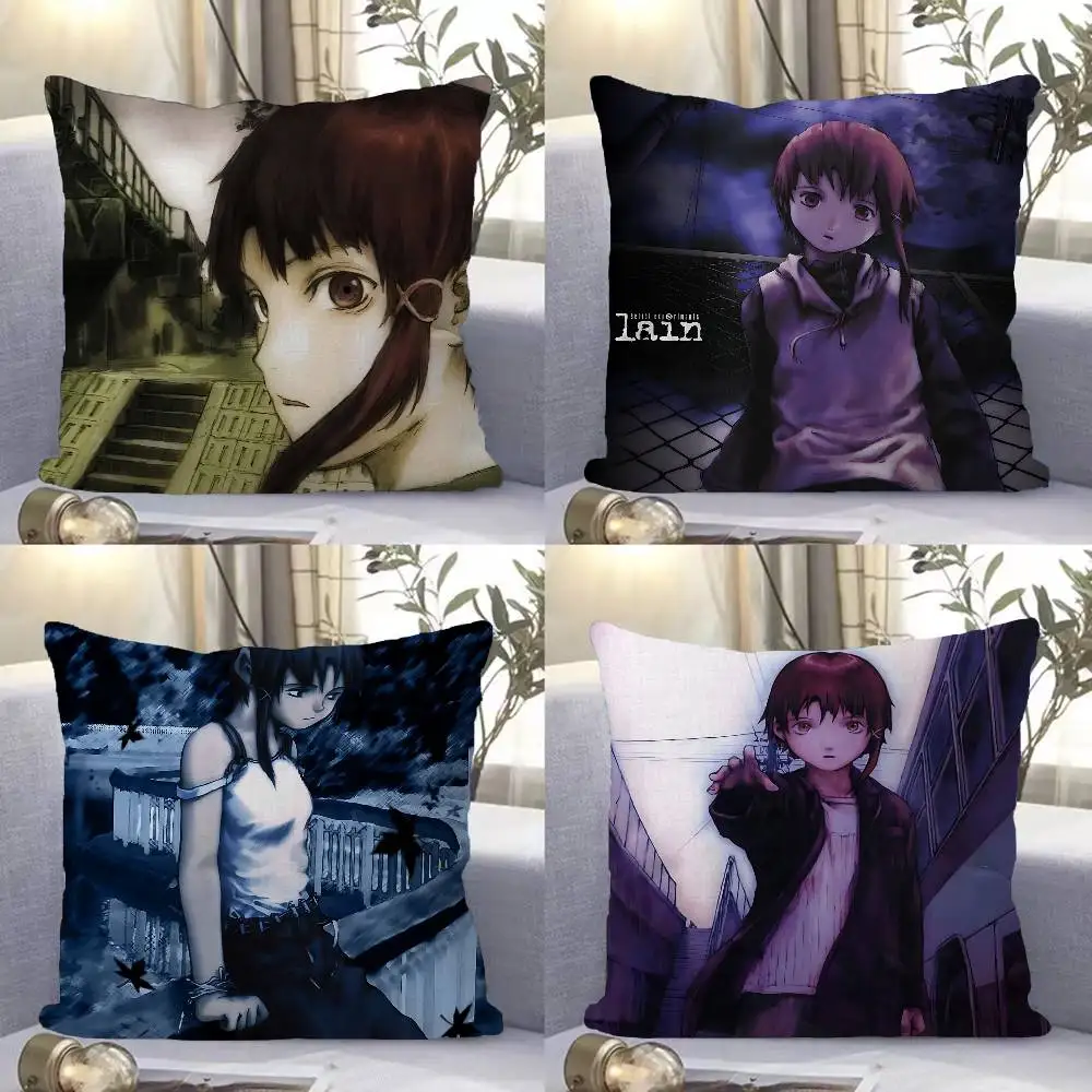 Serial E-Experiments L-Lain Anime Pillow Gift Home Office Decoration Bedroom Sofa Car Cushion Cover case 45x45