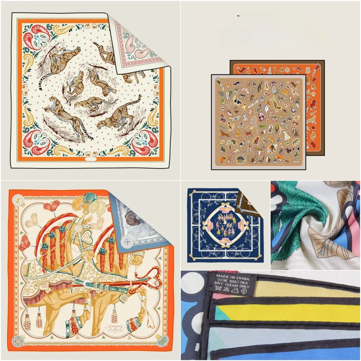 Exquisite Handmade Double-Sided Printed Silk Scarf oulder awl Floral Pattern Rectangular Multi-Functional Women's Accory