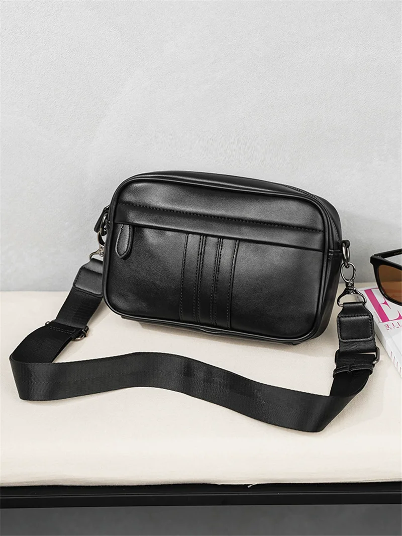 Multifunctional Men Messenger Bags Cowhide Leather Cell Phone Belt Pack Simple Portable Multi-pockets Casual for Outdoor Sport