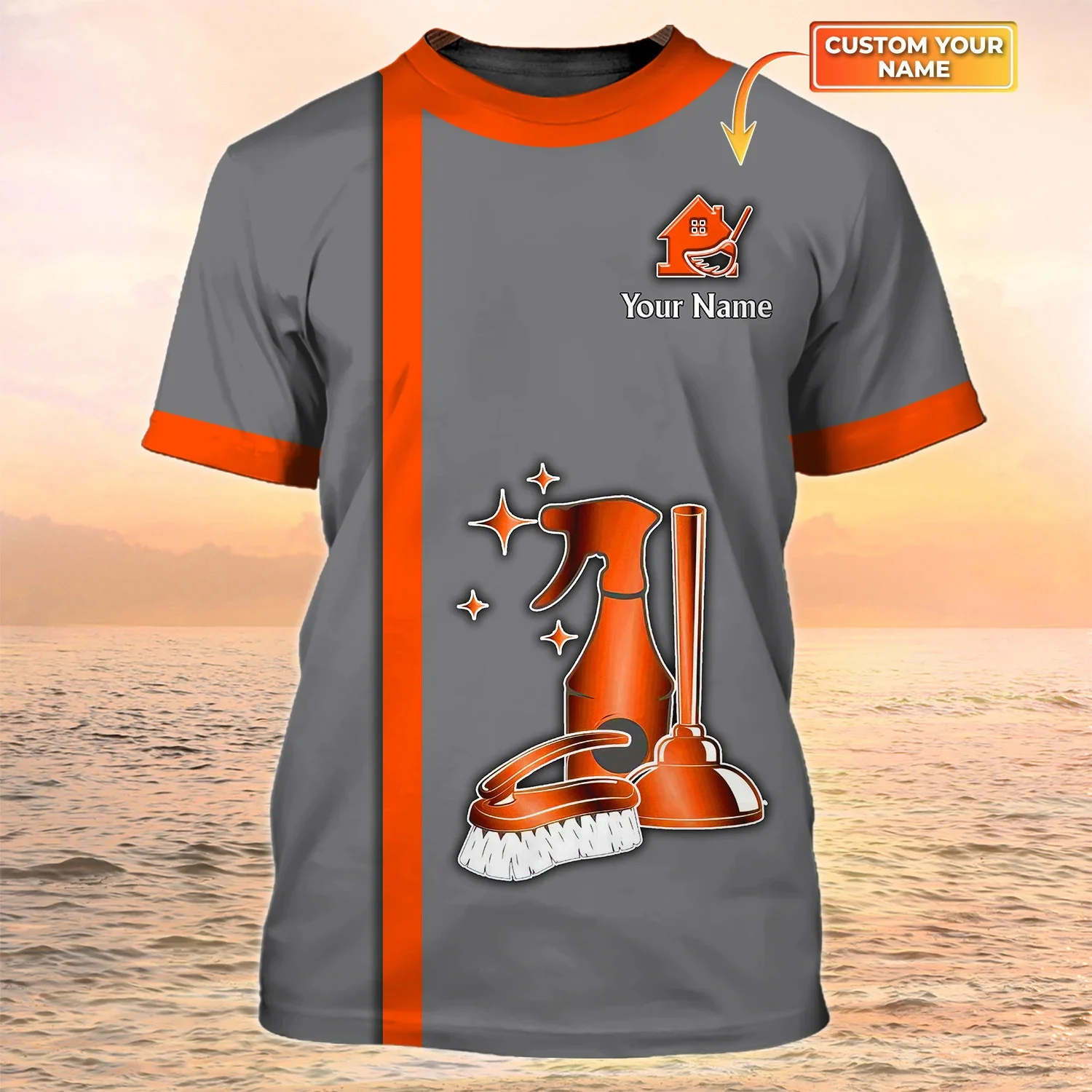 PLstar Cosmos Newest Summer Men‘s T-shirt Housekeeping Tools Custom 3D Printed t shirt Unisex Casual Tshirt Maid Uniform DW104