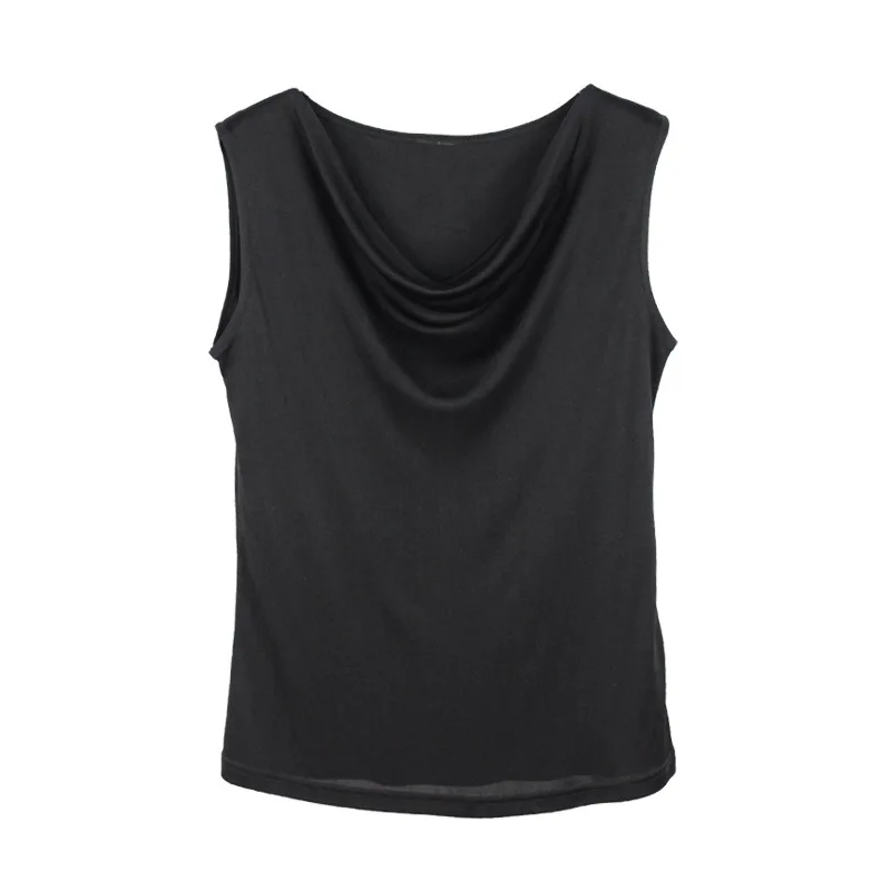 Birdtree Real Silk Ladies Tank Tops Cami for Women Summer Shawl Collar Sexy Sleeveless Tshirts Summer Autumn New P37133QC