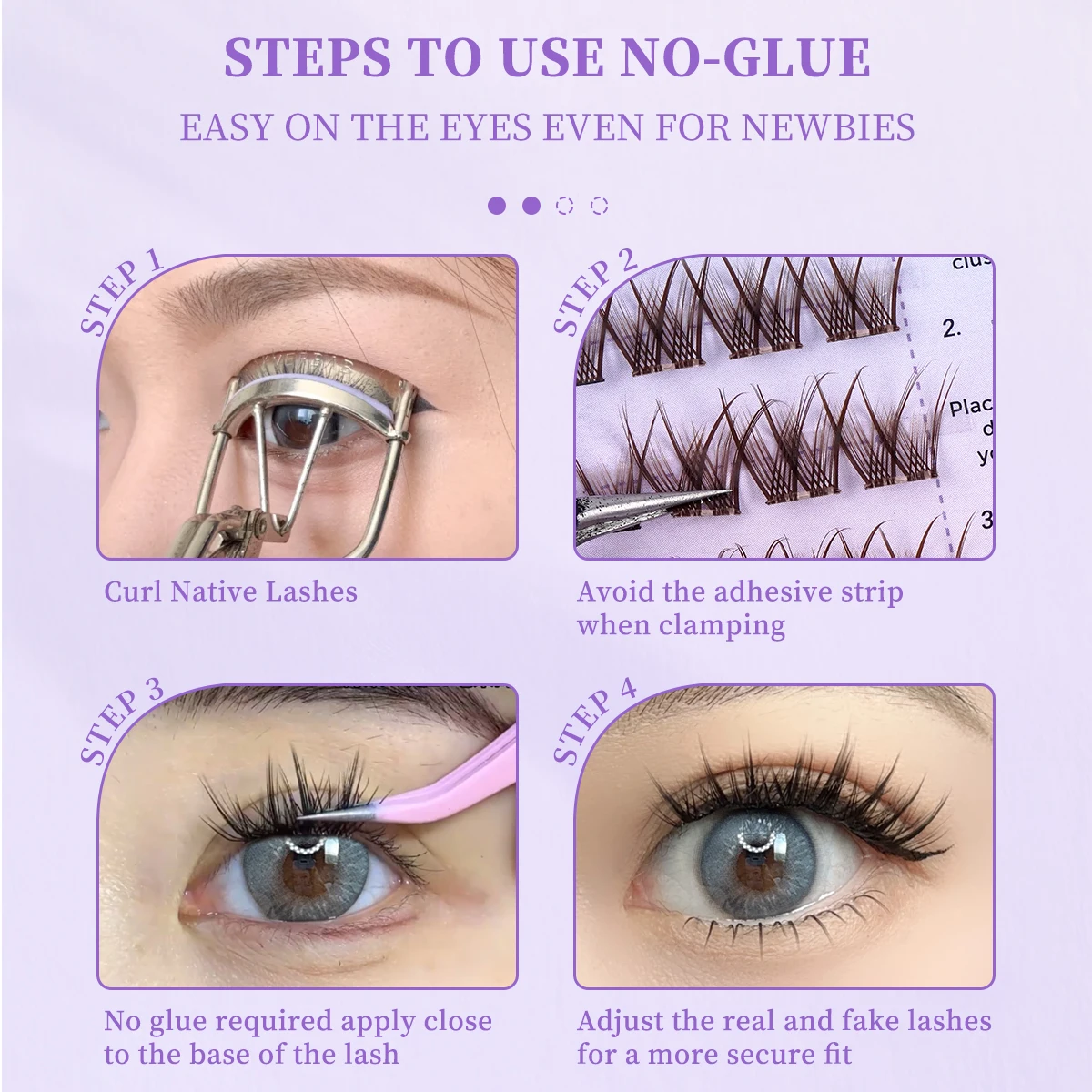 MAGEFY No Glue 36/48 رموش فردية بنية اللون 10-12 مم مطلوبة سهلة الإزالة، أدوات تجميل العين لتمديد الرموش الطبيعية
