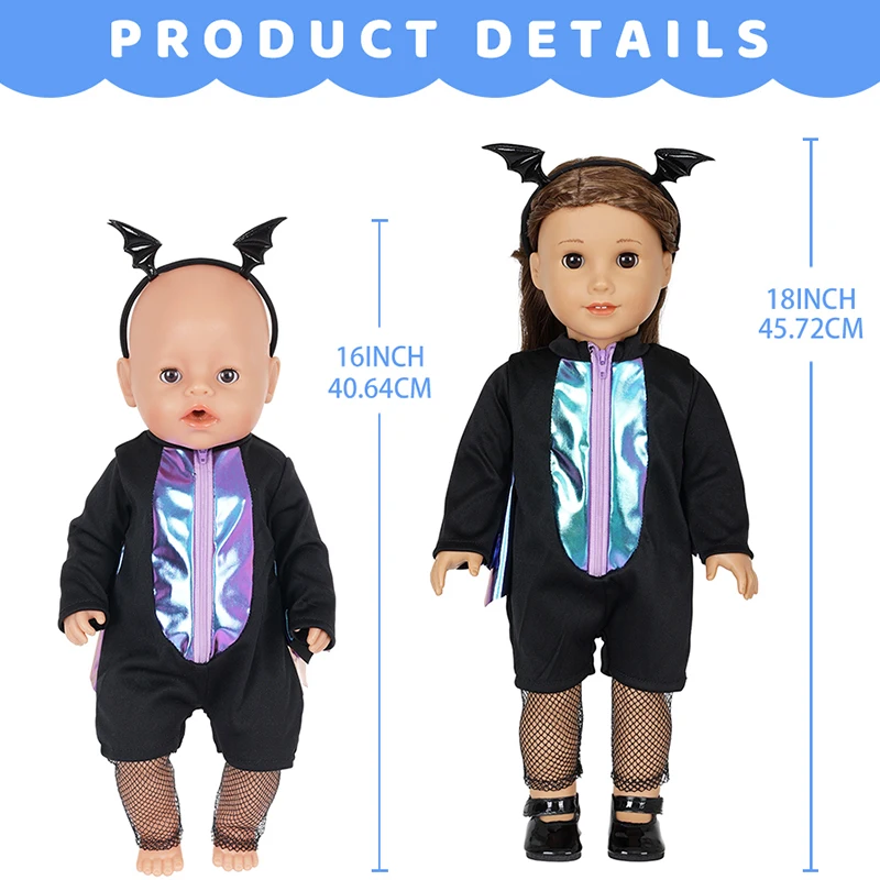 Geeignet für 16-18-Zoll-Puppenkleidungssets (ohne Puppen), Halloween-Kleidungsgeschenke, Puppenkleidungsspiele, Weihnachtsgeschenke