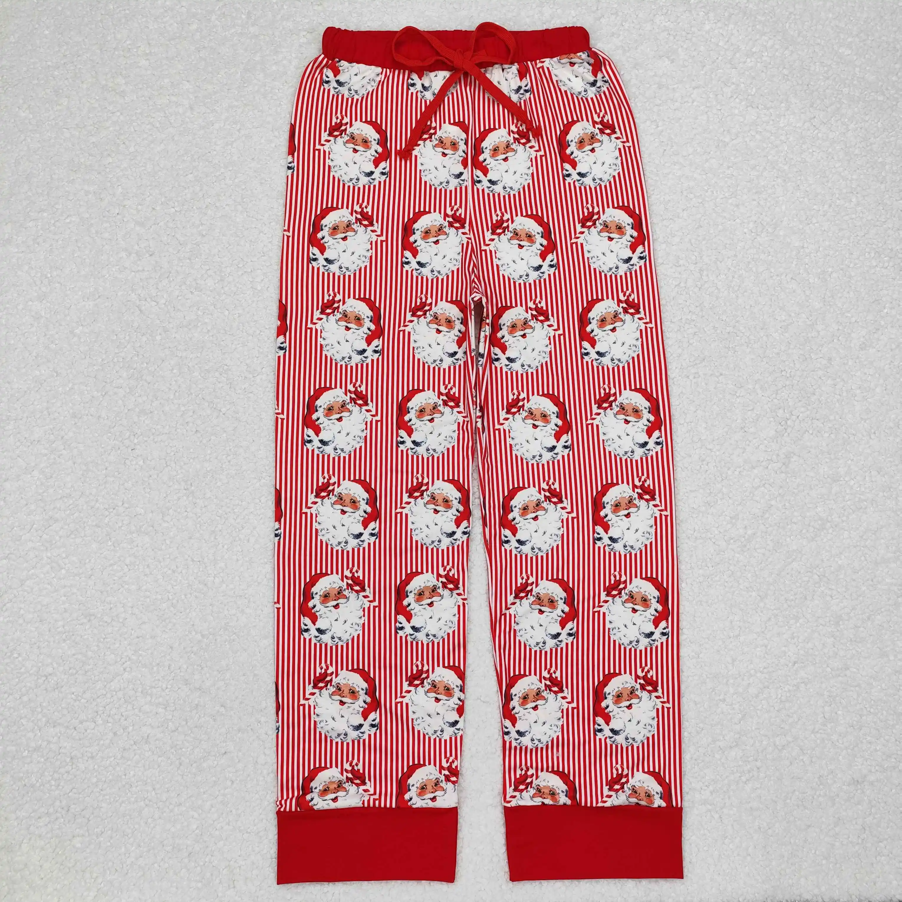 

New rts winter men's trousers wholesale boutique fashion milk silk Santa Claus pattern red striped pants