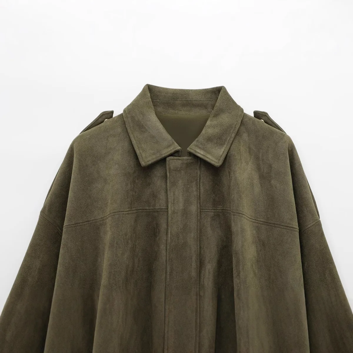 سترة نسائية منفوخة مع طية صدر السترة وأكمام طويلة وسحاب من جلد الغزال سترة نسائية 2025 سترات سباق مقصوصة عالية الشارع معاطف ملابس خارجية #3