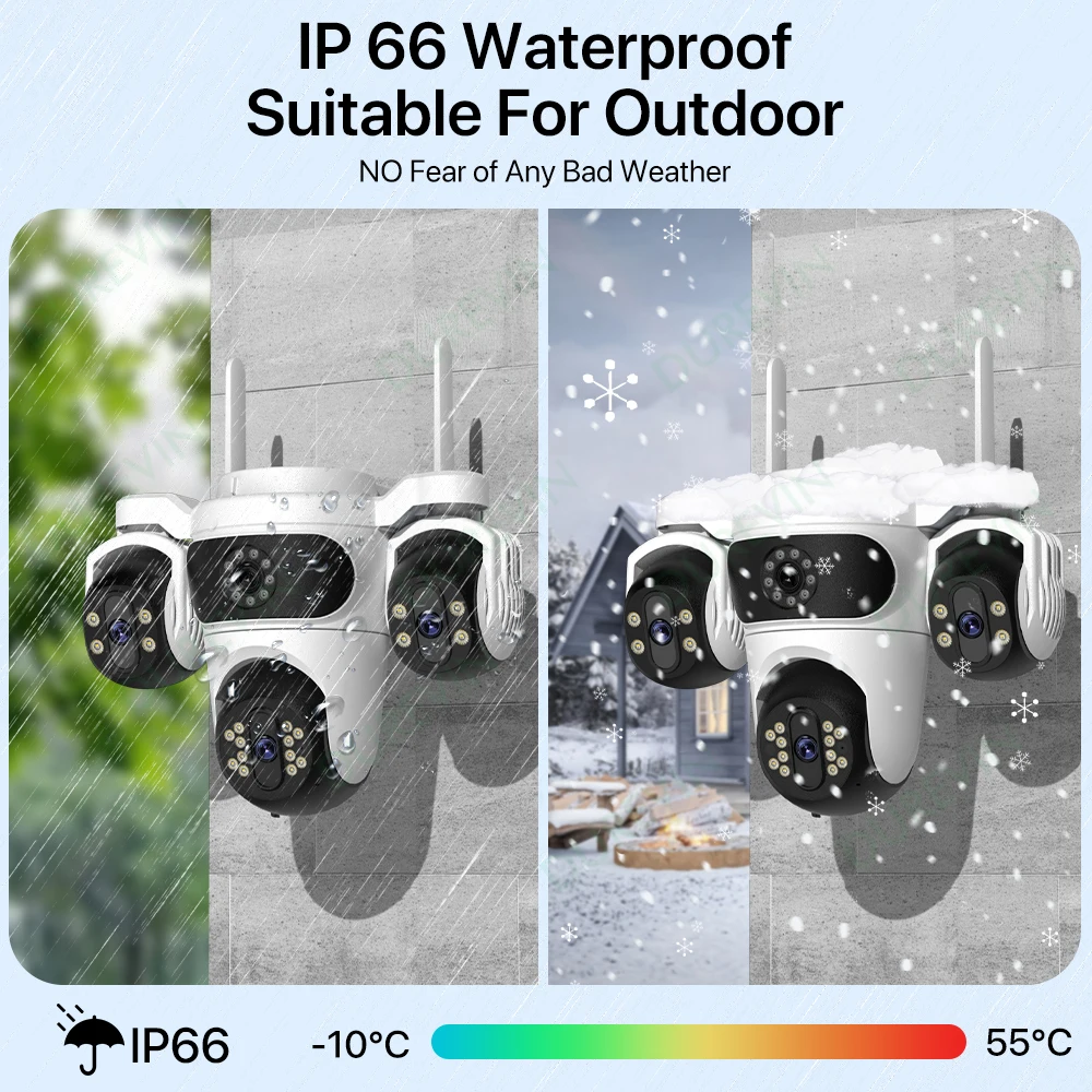 WONSDAR WIFI Camera Three Screens PTZ Camera Human Detection Security CCTV Surveillance HD External Dual Lens Camera iCsee APP