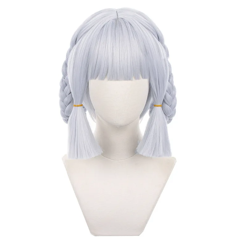 

New Genshin Impact Kamisato Ayaka Cosplay Wig New Skin Braided Silver Blue Wig Cosplay Anime Wigs Heat Resistant Synthetic Wigs