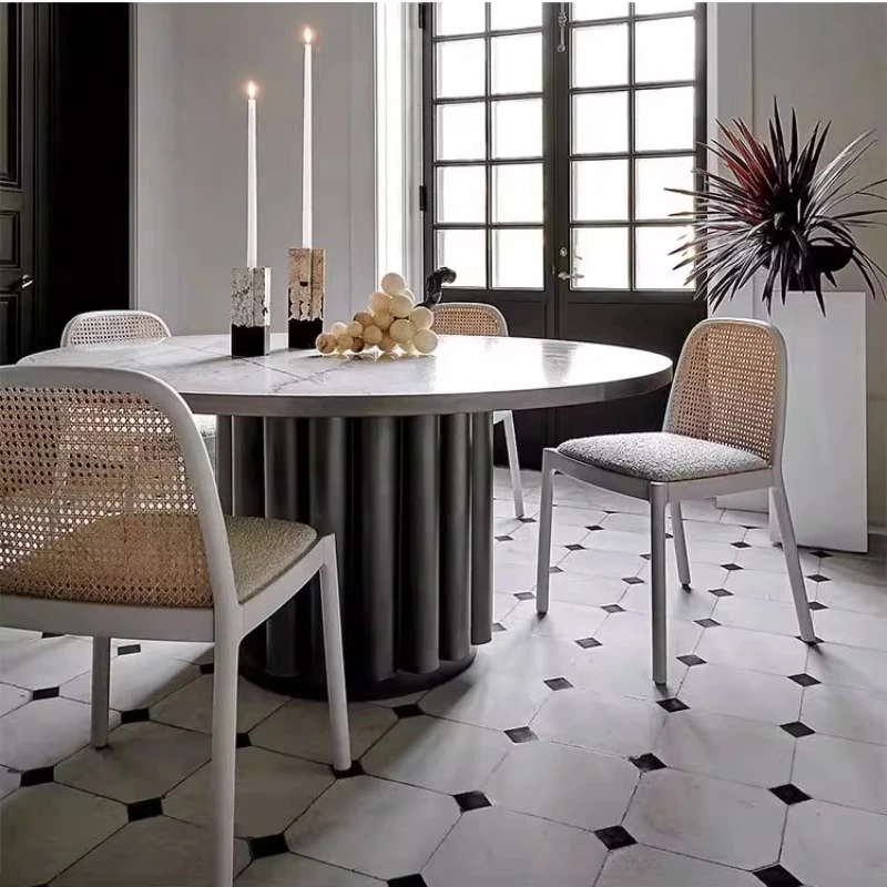 Solid Wood Dining Chair Scandinavian Rattan Backrest Seat Modern Restaurant Chairs for Living Room