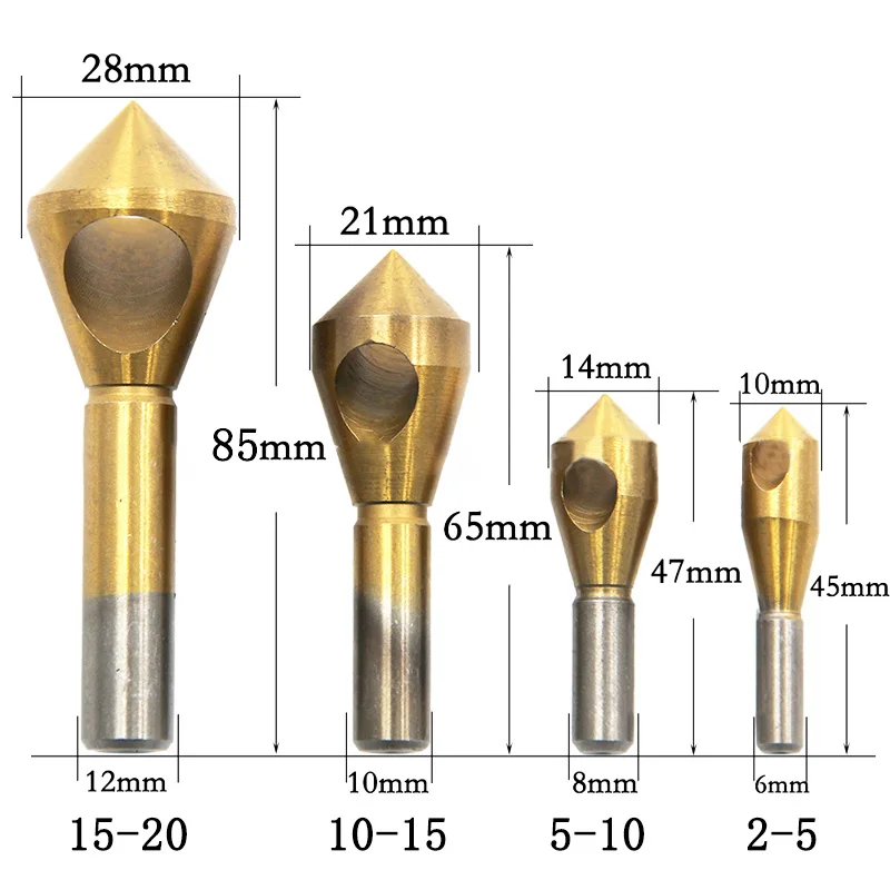 Imagem -03 - Conjunto Titanium Countersink Deburring Broca Taper Buraco Cortador de Aço Alumínio Cabeça Escareada Chanfrar Ferramentas 2510-1520 Pcs