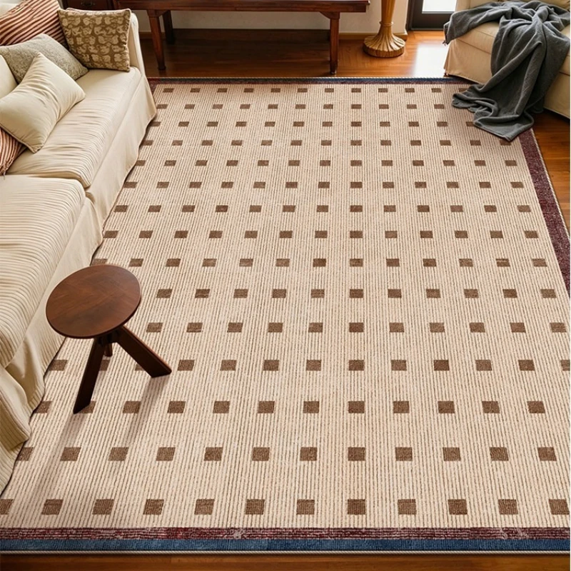 Classic Retro Checkered Pattern Living Room Carpet Large Area Sofa Rugoldable Machine Bedroom Bedside Non-slip Soft Floor Mat 러그