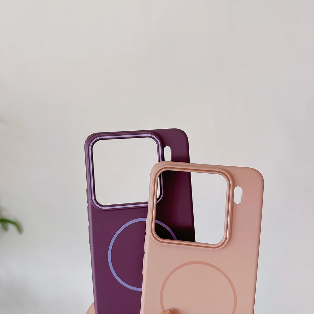 Casing Ponsel Pengisi Daya Magnetik Warna Solid untuk Xiaomi Mi 14 Ultra 13 15 Pro Redmi K80 Pro Magsafe Cangkang Sampul Keras