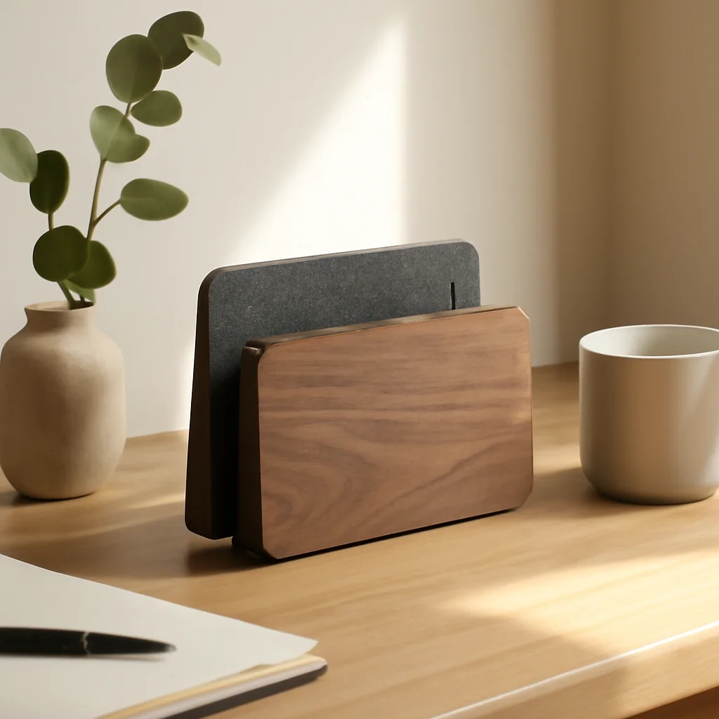 Laptop Vertical Stand Walnut Anti-slip Tablet Computer Display Stand Office Desktop Mobile Phone Storage Rack