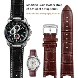 22mm Cowhide Strap for CASIO EDIFICE Succession 5051 EF-524 EF-524D-7A EF-524SP-1A Cowhide Strap Bracelet Men Wrist Band