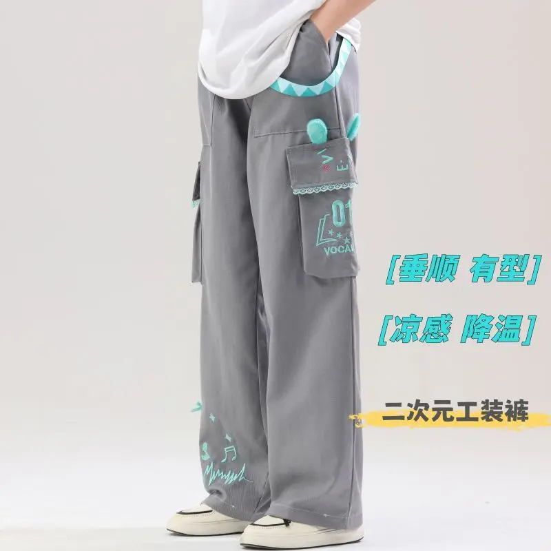 Cute Hatsune Miku Summer Multifunctional Comfortable Straight Overalls Cartoon Anime Fashionable Comfortable Casual Pants