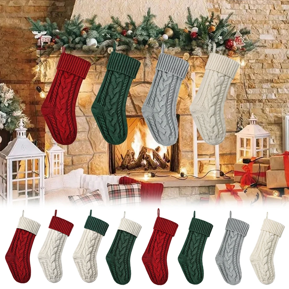 

1PC Decorative Sock Wear-resistant High Capacity Christmas Gift Sock Comfortable Exquisite Knitted Christmas Stocking Reusable