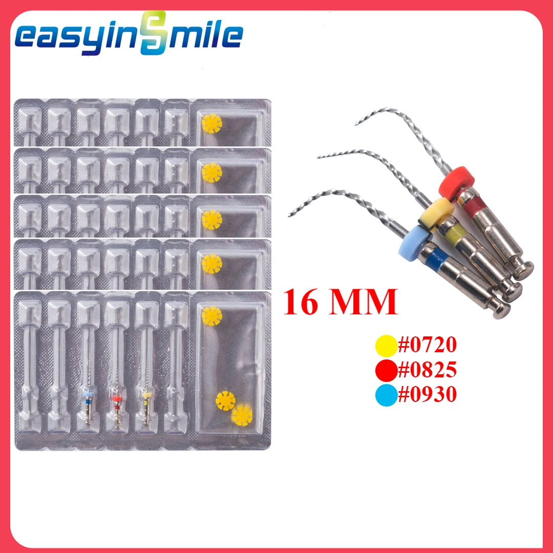 Easyinsmile 1/5packs Dental Baby NITI Rotary Files Pediatric Endodontic Rotary Engine Files Tip 16MM For Kids Root Canal 04taper