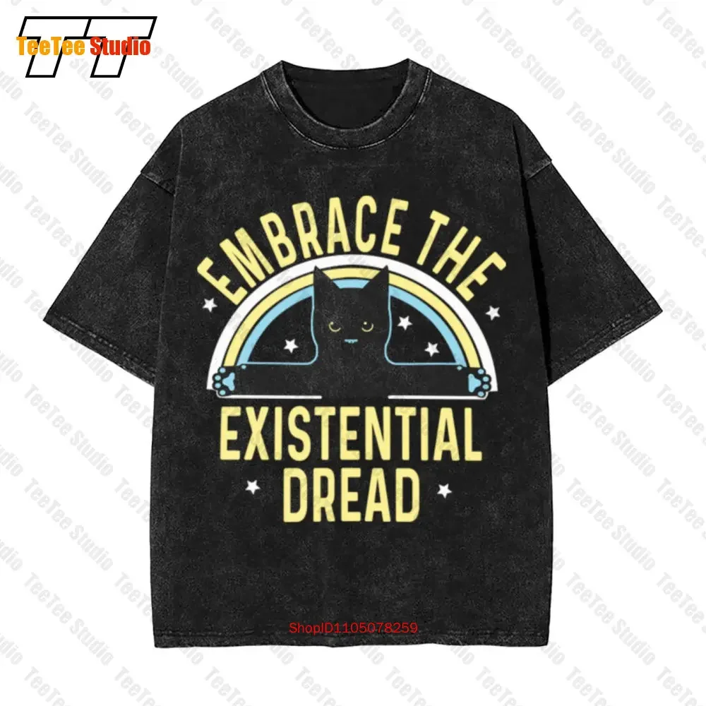 Embrace The Existential Dread Cat Kitten Vintage Oversized T-Shirt PTF2