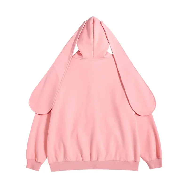 2024 New Hatsune Miku Original Design Cartoon Cute Rabbit Ear Cardigan Hooded Sweater Girl Autumn And Winter Zipper Plush Coat