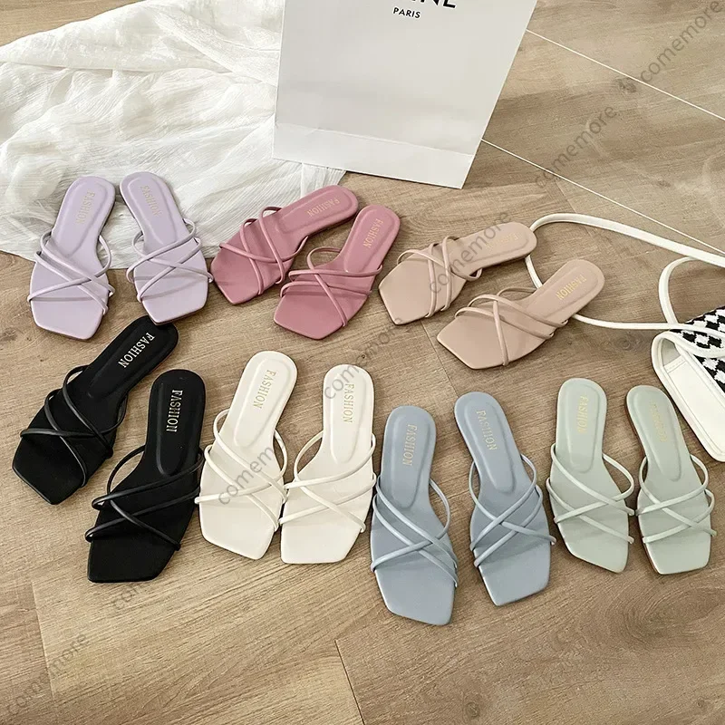 Fashion Women Slingback Sandals 2025 New Women's Shoes Summer Flats Casual Flip Flops Shallow Female Slides Open-toe Slippers
