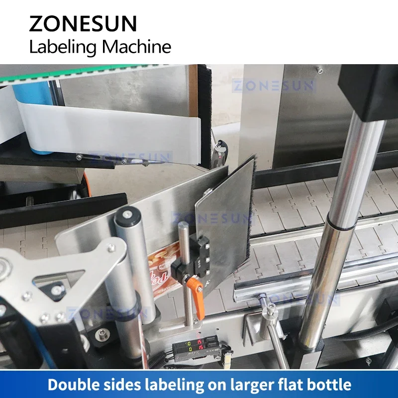 ZONESUN Automatic Square Flat Bottle Labeling Machine Sticker Label Applicator Labeler Packing Equipment ZS-TB300R