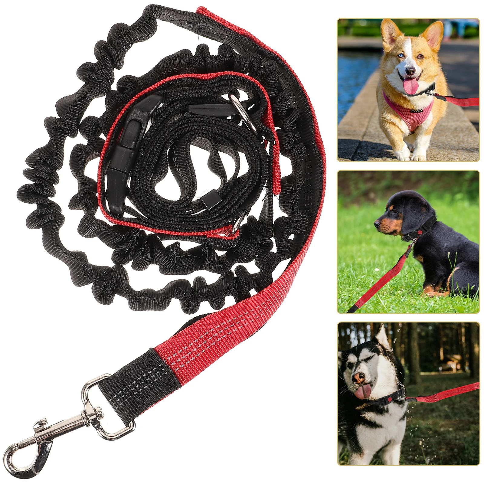 

Dog Adjustable Reflective Pet Traction Rope For Walking Running Hiking Traveling Waist Leash Hand Free Pet Leash