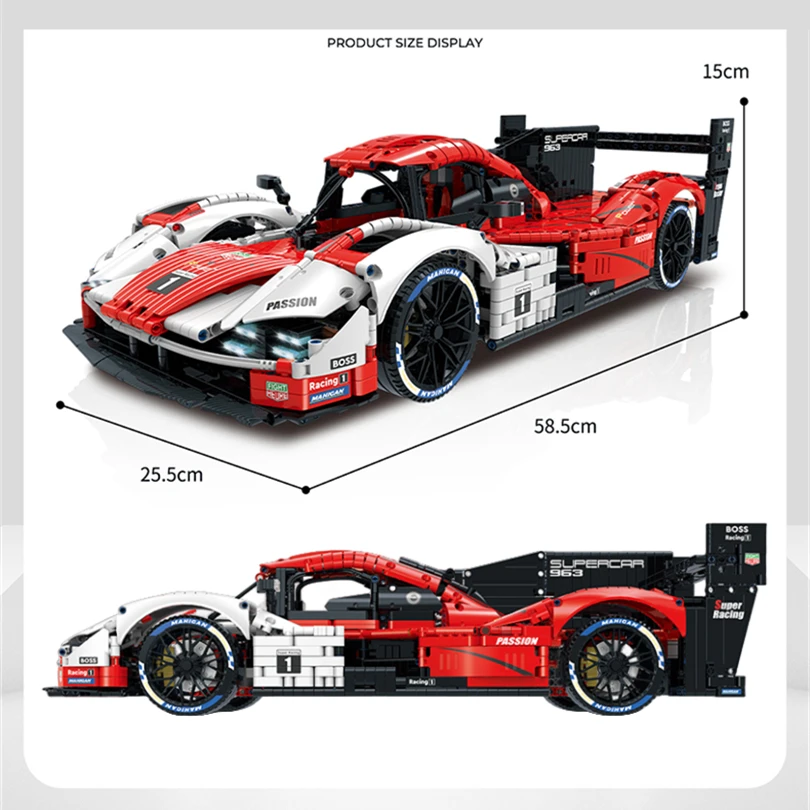 

MOC 963 Sportcar Speed Super Car 1:8 Model 3460pcs Technology Racing High-tech Building Blocks Bricks Toys Porscher