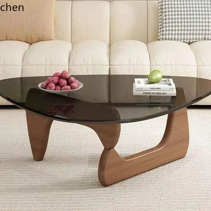 

QZT Glass Coffee Table Small Apartment Living Room Home Round Tea Table