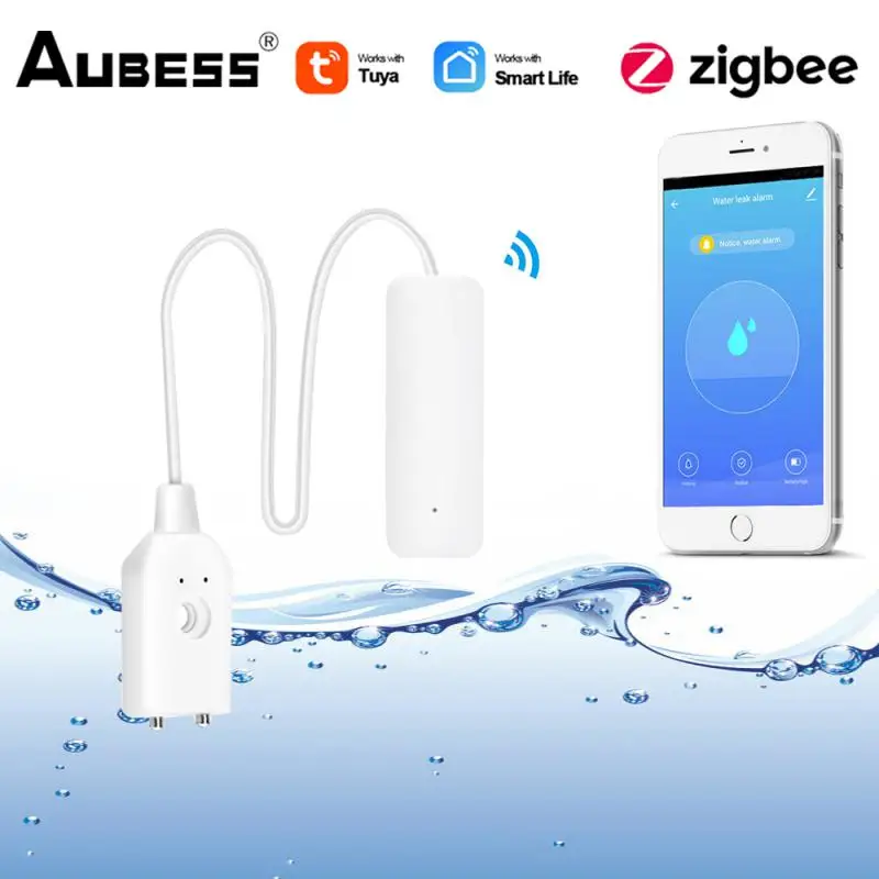 Tuya Zigbee Water Leakage Alarm Detector Water Leak Sensor Flood Alert Overflow Security Alarm System Work with Zigbee Gateway