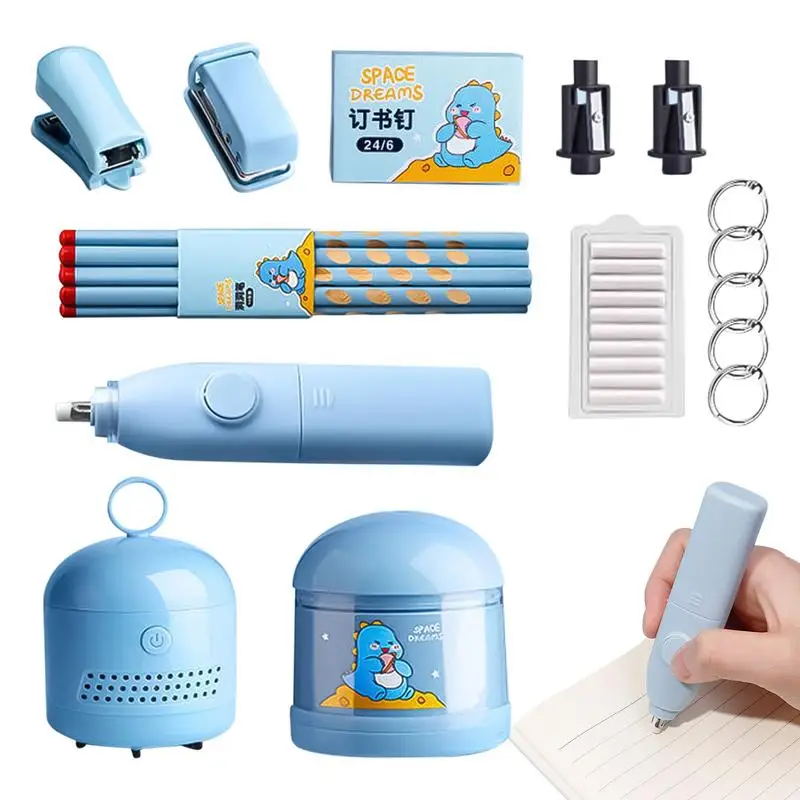 

Student Electric Stationery Set Pencil Sharpener Desktop Vacuum Cleaner Portable Stationery Kit Automatic Stationery Set