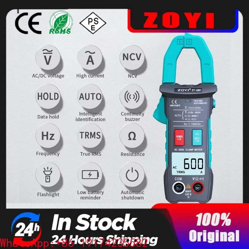 Digital Clamp Meter 600A Current True RMS Smart Plier ammeter Auto Rang 6000 Multimeter DC AC Voltage Hz Ohm NCV Tester
