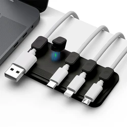 Magnetic Mouse Wire Organizer Desktop Cable Clip Protector Cord Winder Row Plug Self-Adhesive Fixed USB Charging Line Holder