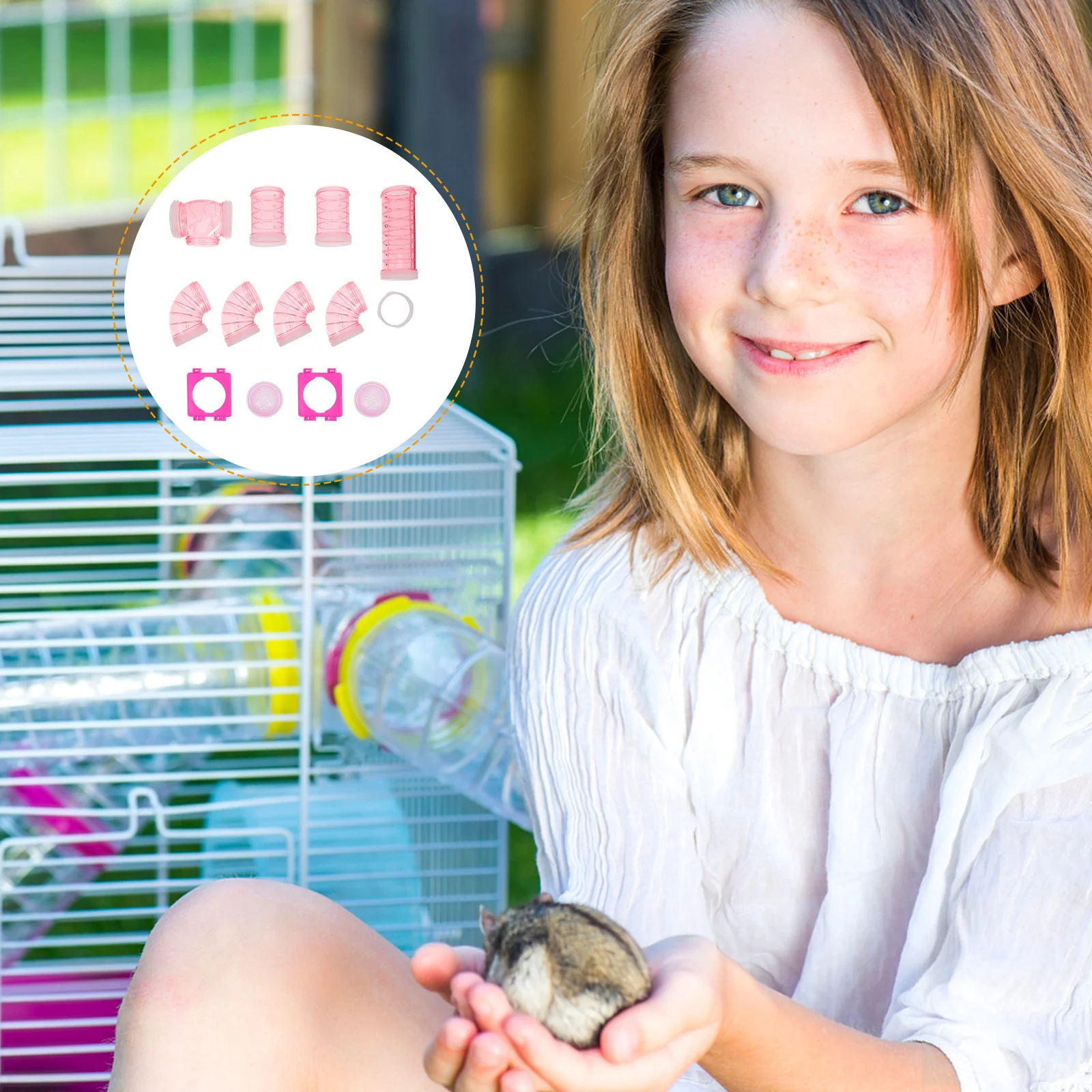 

1Set Hamster Cage Tube Plastic Connection Plates DIY Tunnel Expand Habitat Maze External Pipe for Healthy Pets