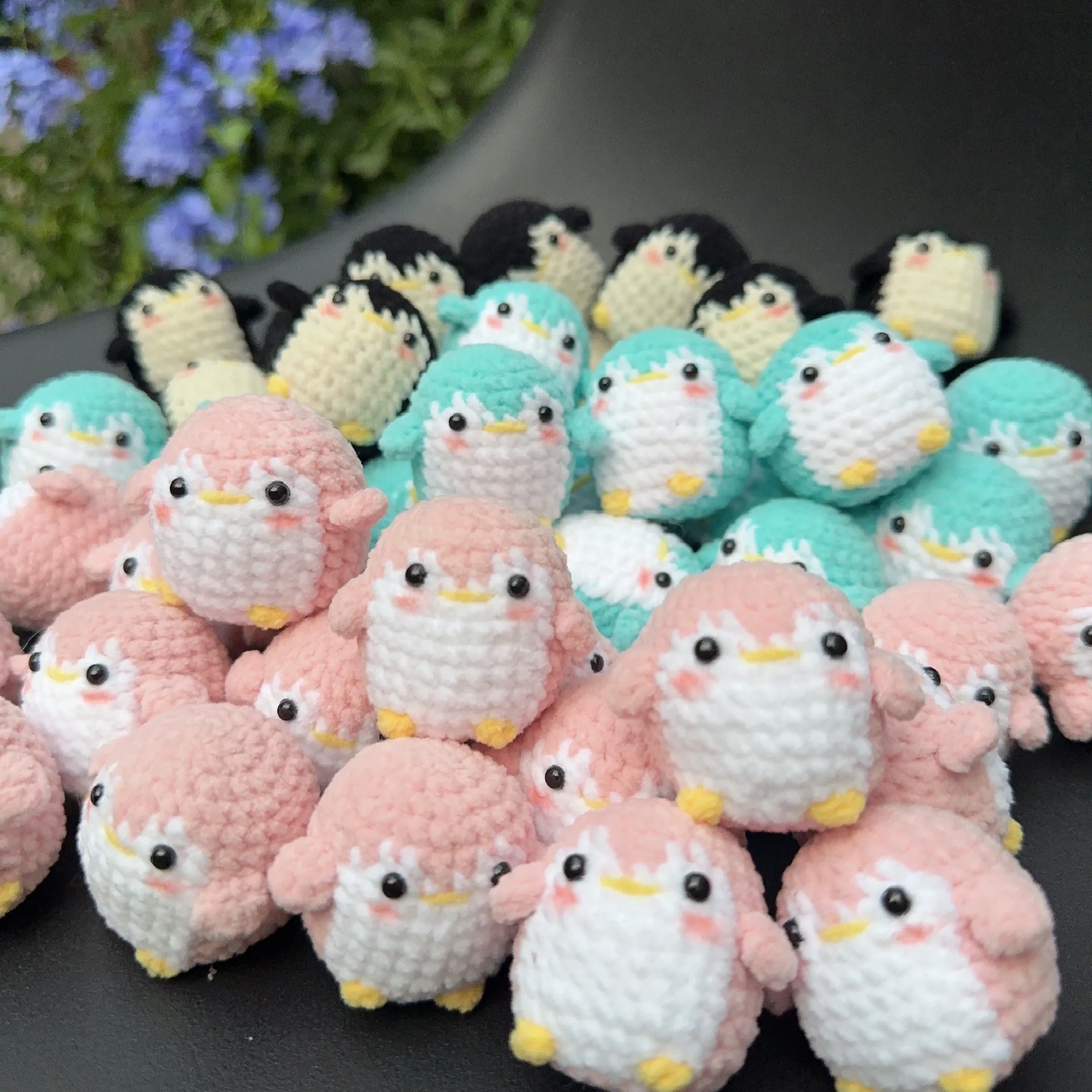Finished Handmade Creative Cute Cotton Wool Penguin Doll Crochet Keychain Wholesale Knitting Bag Pendant Car Keyrings Wholesale