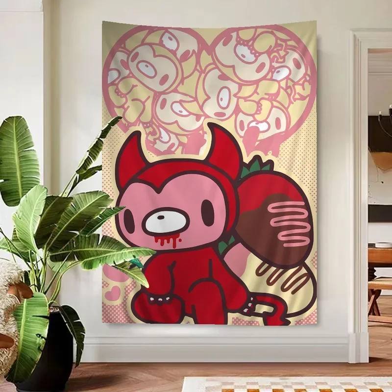 Cartoon G-gloomy Bear Wall Tapestry Hanging Tarot Hippie Wall Rugs Dorm Wall Hanging Sheets # 0@