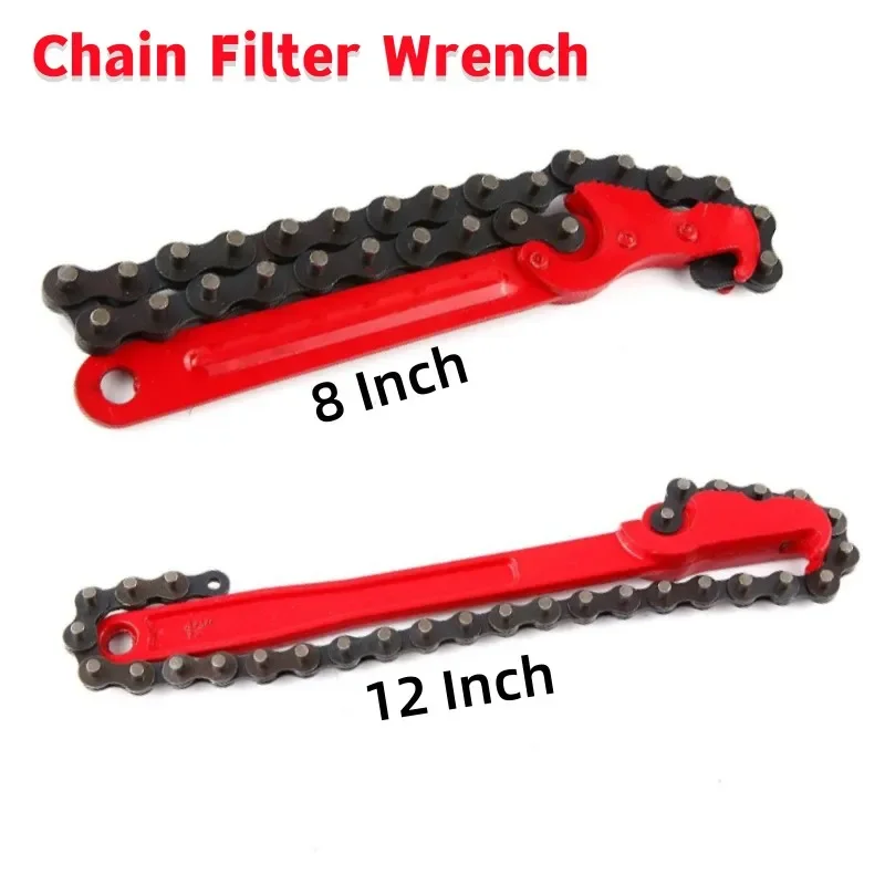 

8/12 Inch Chain Filter Wrench Adjustable Chain Oil Filter Wrench Grip Filters Spanner Removal Repair Disassembly Tool