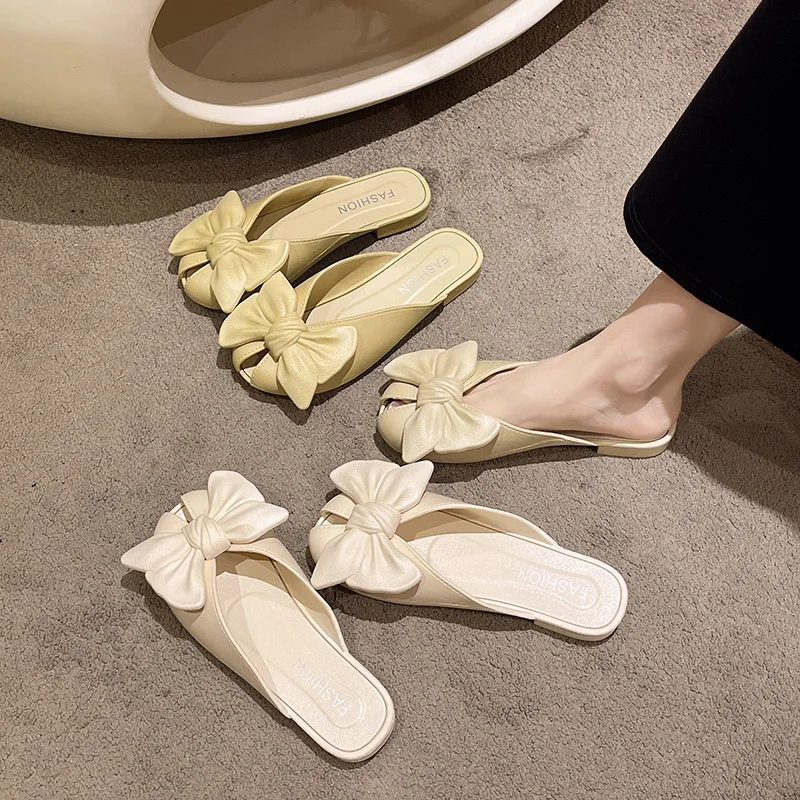 summer Women Sweet Slippers Closed Toe Backless Flat Women's Sandals Soft Sole Light Casual Shoes Outdoor Beach Women's Slippers