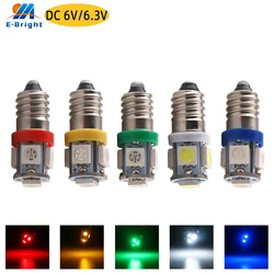 E10 10PCS DC 6V 6.3V 5050 5 SMD LED Light Bulb Old Flashlight Pinball Game Car Light Warm White Blue Red Amber Green Pink